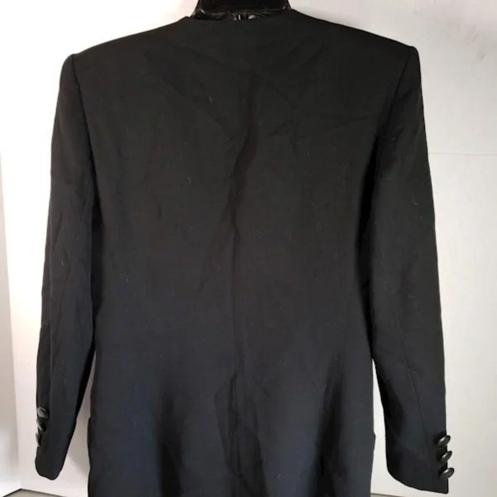 Vintage Womens Size 4 Christian Dior Black Single Button Blazer Lined COA